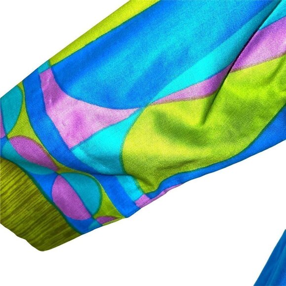 Alex Colman California Top Womens Size 12 Vintage Cotton Button Back Blue Green - Picture 8 of 13